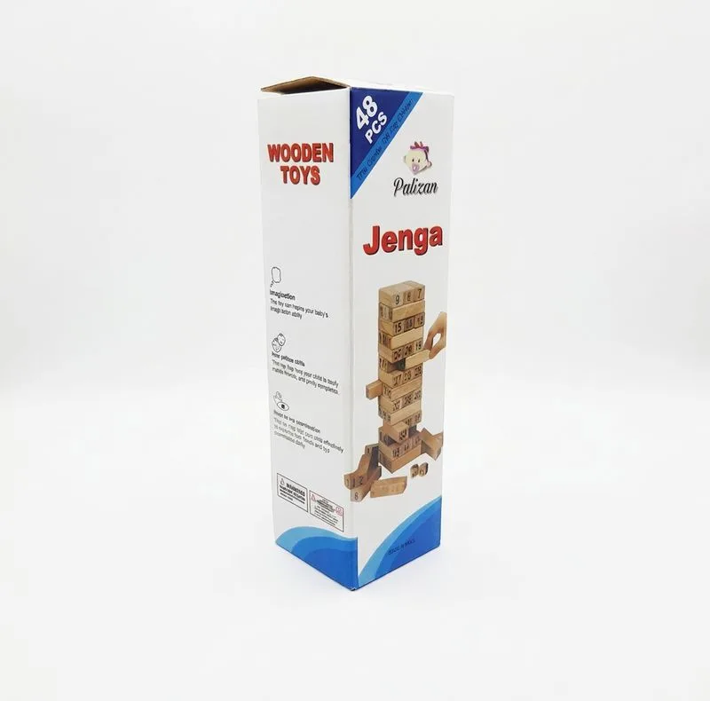 بازی فکری تعادلی دورهمی مدل Jenga 48، مناسب 1 تا 4 نفر، با زمان بازی کمتر از 30 دقیقه، درجه سختی متوسط و مناسب 3 سال به بالا