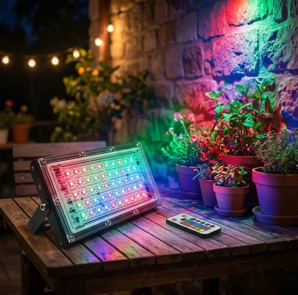 پروژکتور 50 وات نوراک مدل RGB چند رنگ ریموات دار