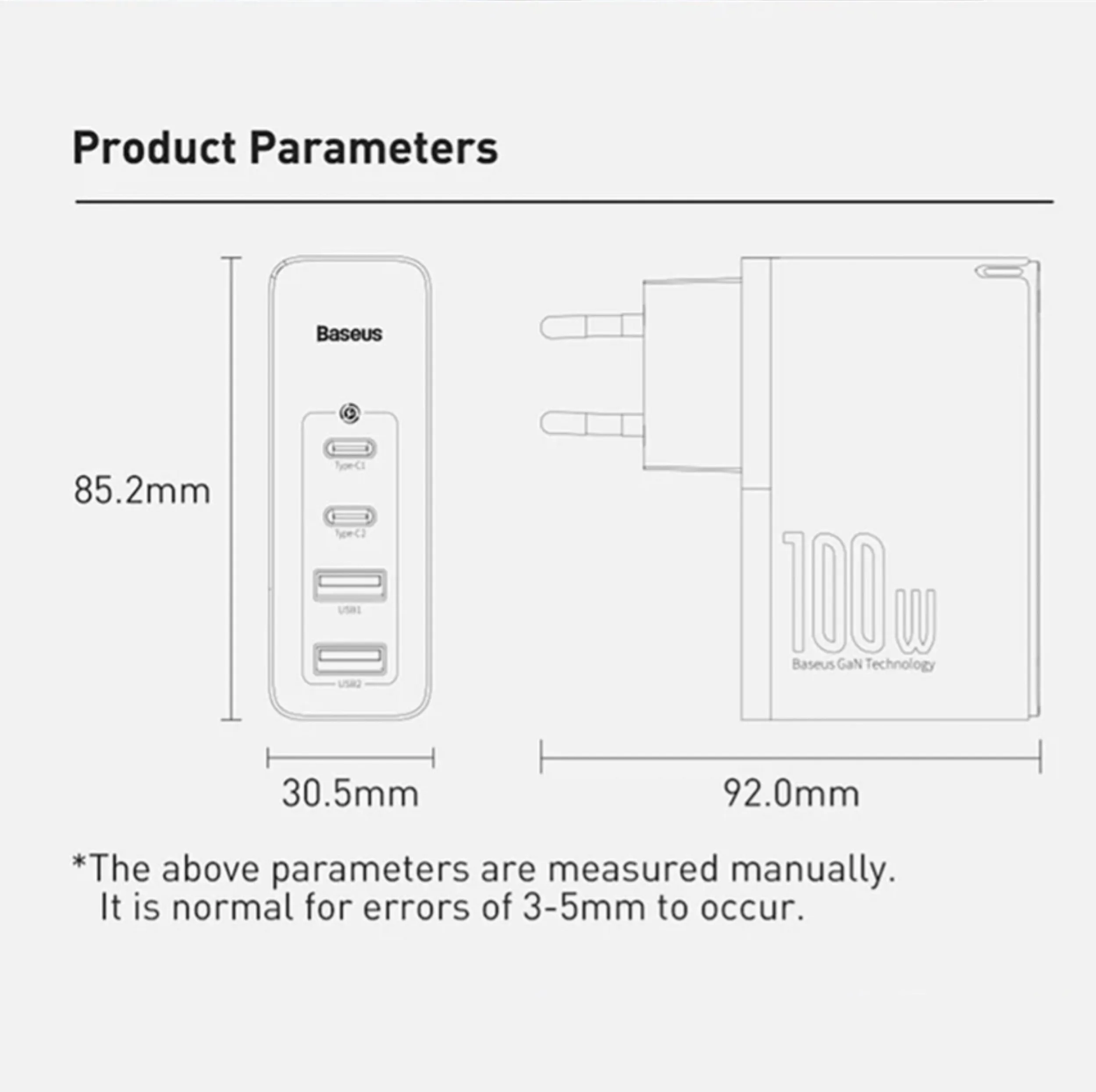 شارژر دیواری 100 وات 4 پورت بیسوس مدل GaN2 Pro به همراه کابل USB-C