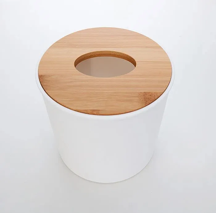 جای دستمال کاغذی مدل گرد درب بامبو کد DGQ50303001