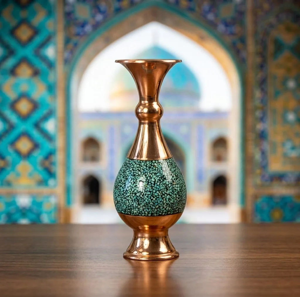 گلدان فیروزه کوبی صنایع دستی اریسا کد 20