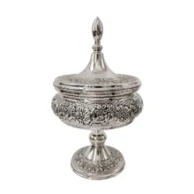 شکلات خوری مسی تک پایه در دار قلم زنی غزل گل کد ZH431.3