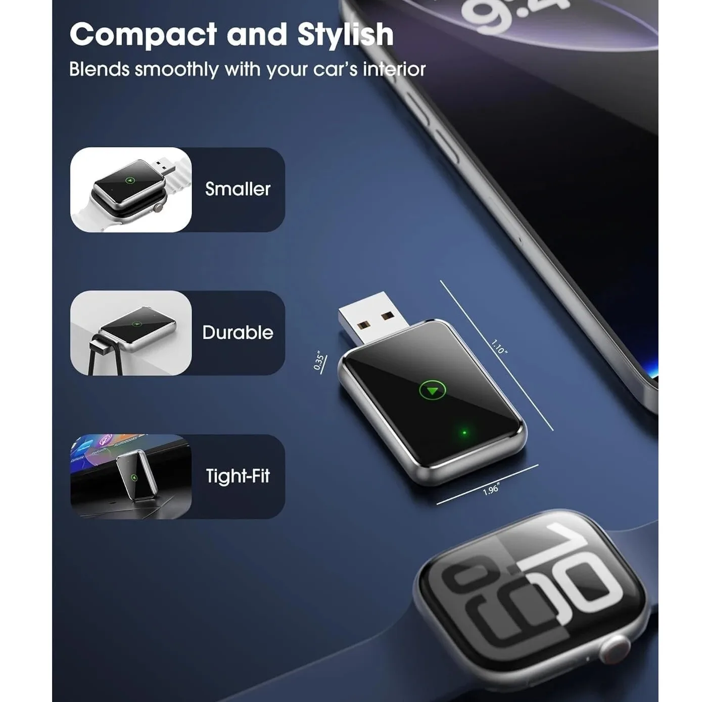 کارپلی و اندروید اتو مدل Wireless CarPlay/Android Auto Q1J به همراه مبدل USB به USB-C