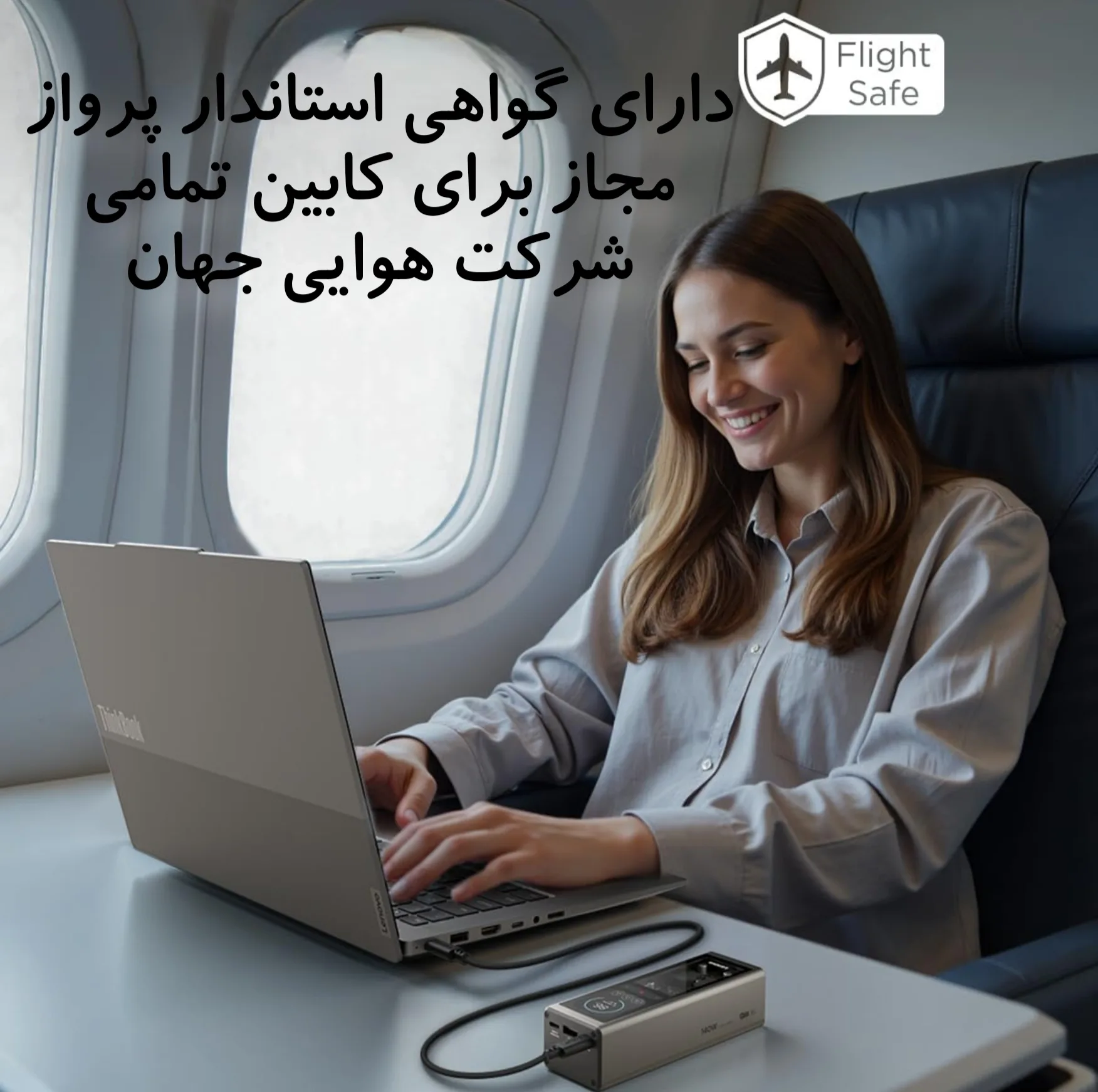پاوربانک ۱۴۰ وات لنوو مدل ThinkPlus Fluxo SLPB20140 ظرفیت ۲۰ هزار میلیآمپرساعت به همراه ۱ عدد کابل USB-C