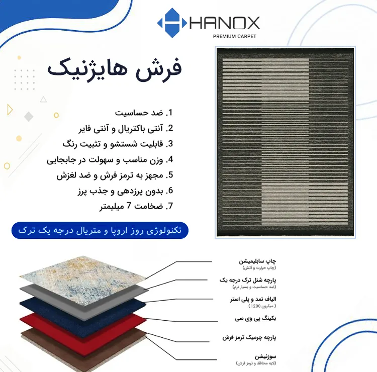 فرش ماشینی 1000 شانه هانوکس زمینه خاکستری حاشیه طوسی کرم مدل مینیمال کد HANM.0018.3
