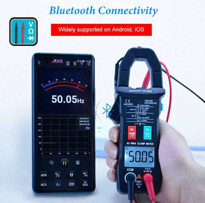 مولتی متر کلمپی بلوتوثی زویی مدل ZT-5BQ