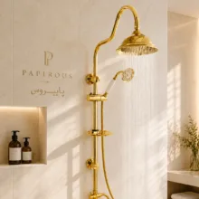 سردوش حمام پاپیروس مدل استیل New-Luxury مجموعه 2 عددی