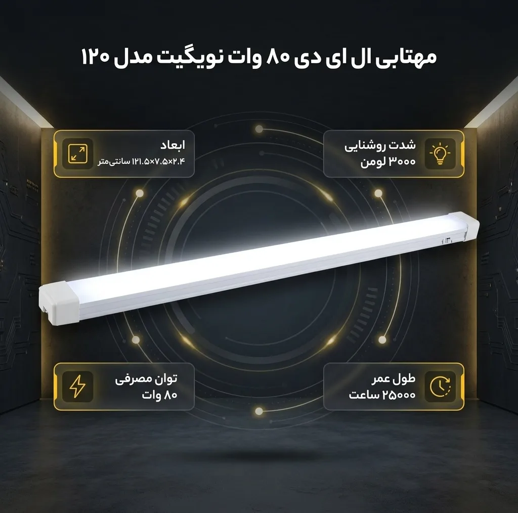 مهتابی ال ای دی 80 وات نویگیت مدل براکت 120