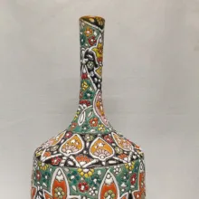 گلدان سفالی مدل مینا کاری گردن نازک