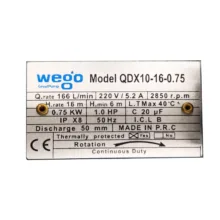 پمپ کف کش 1 اسب بخار ویگو مدل QDX10-16-0.75