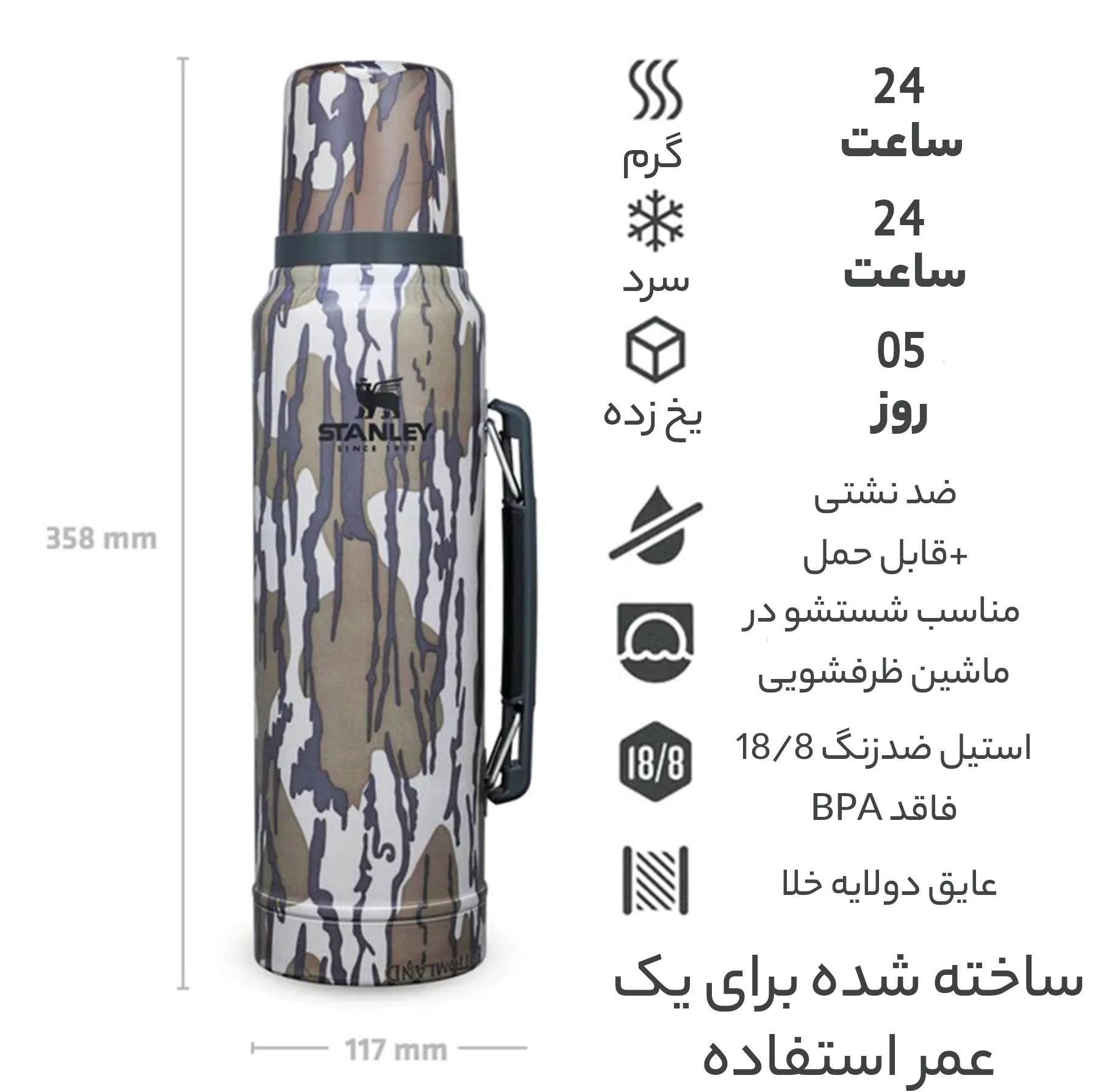 فلاسک استنلی مدل Classic Legendary Bottle کد F2023 گنجایش 1 لیتر