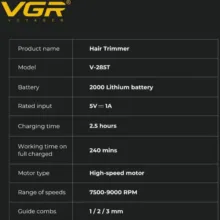 ماشین اصلاح موی سر و صورت شارژی وی جی ار مدل V-285t