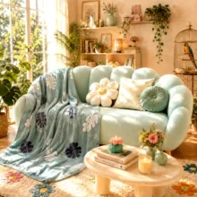 پتو مسافرتی 1 نفره مدل برگ مینیمال سایز 160×220 سانتی‌متر