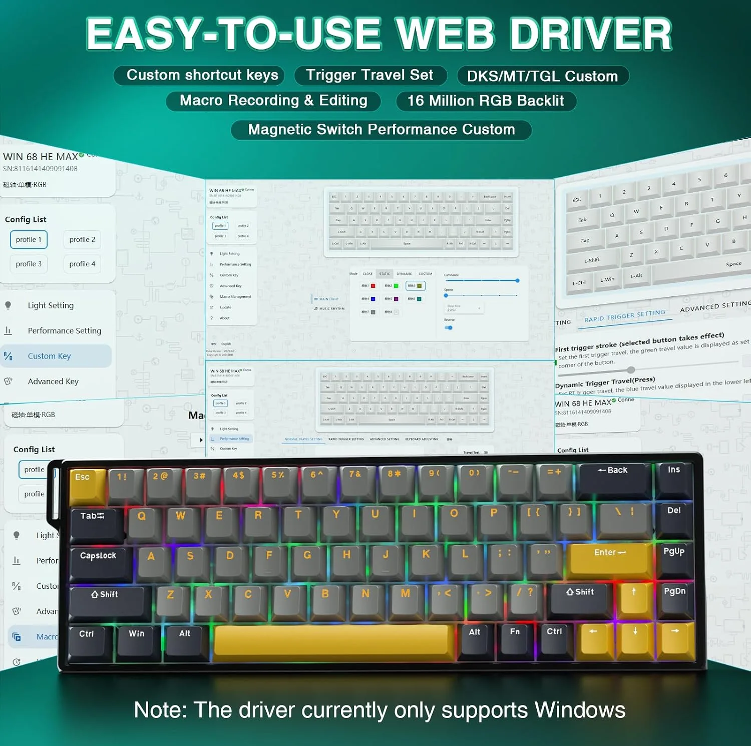 کیبورد باسیم آئولا مدل WIN68 HE MAX Magnetic