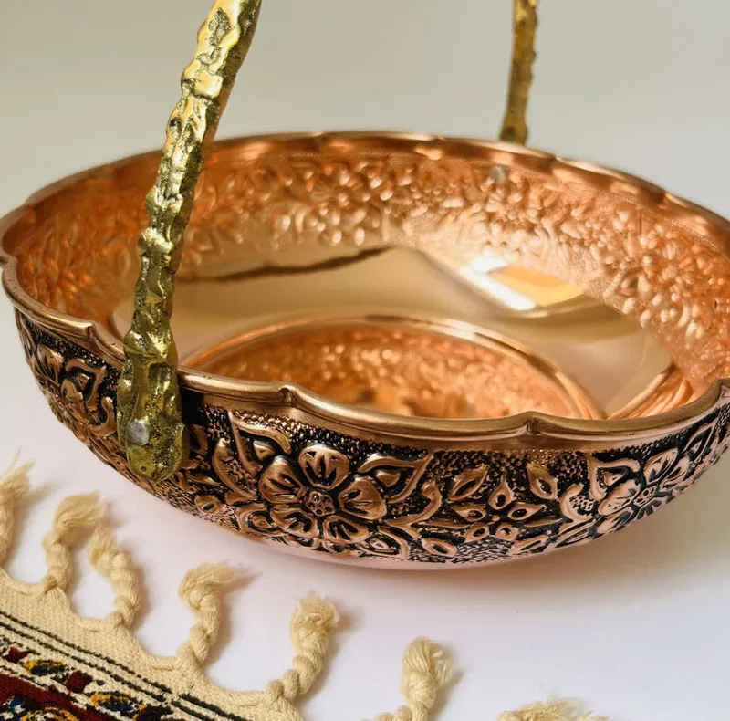 میوه خوری مسی مدل لب چین دسته دار کد ZH319.5