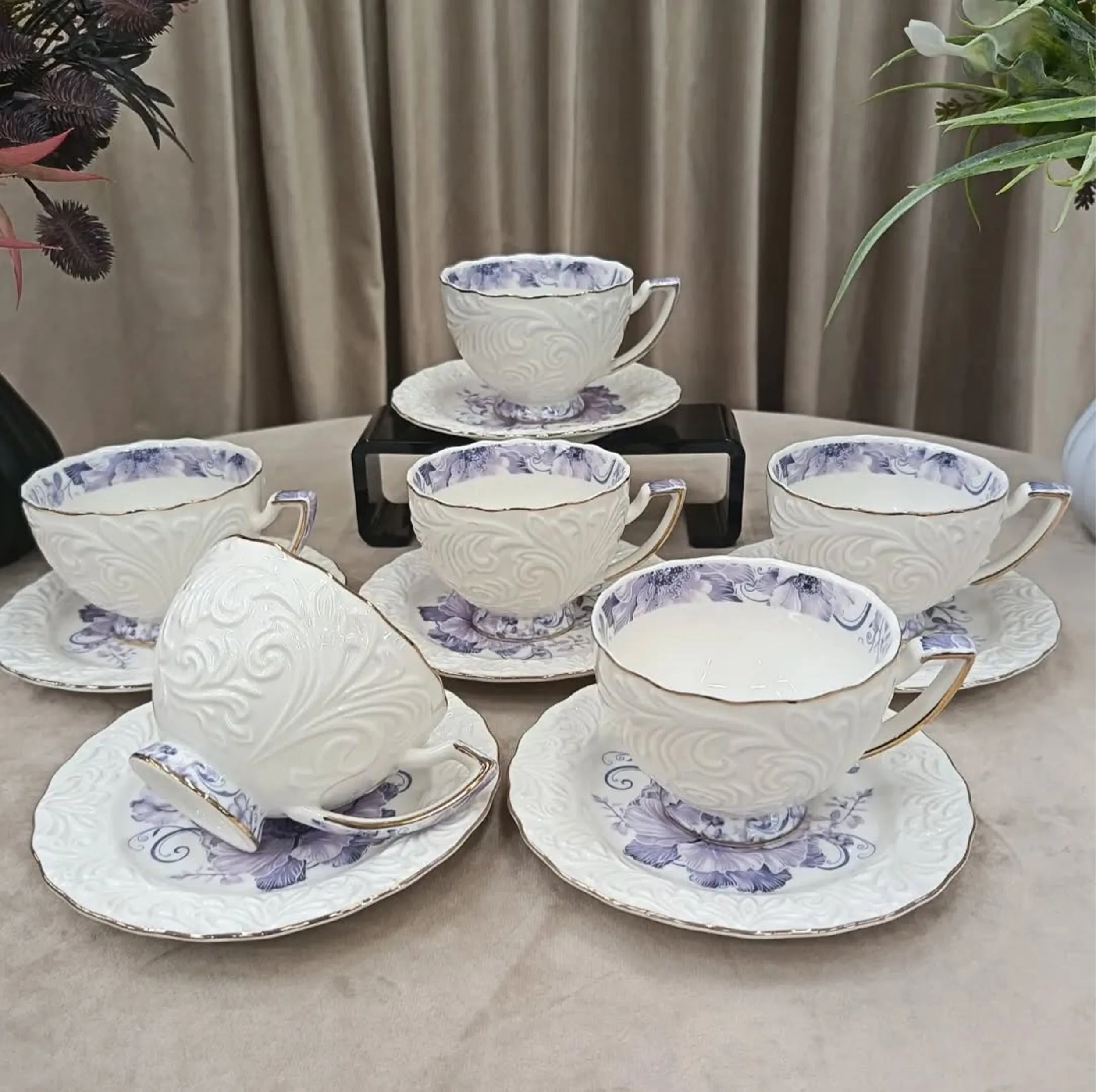 سرویس چای خوری 12 پارچه 6 نفره شاهین مدل dantella b