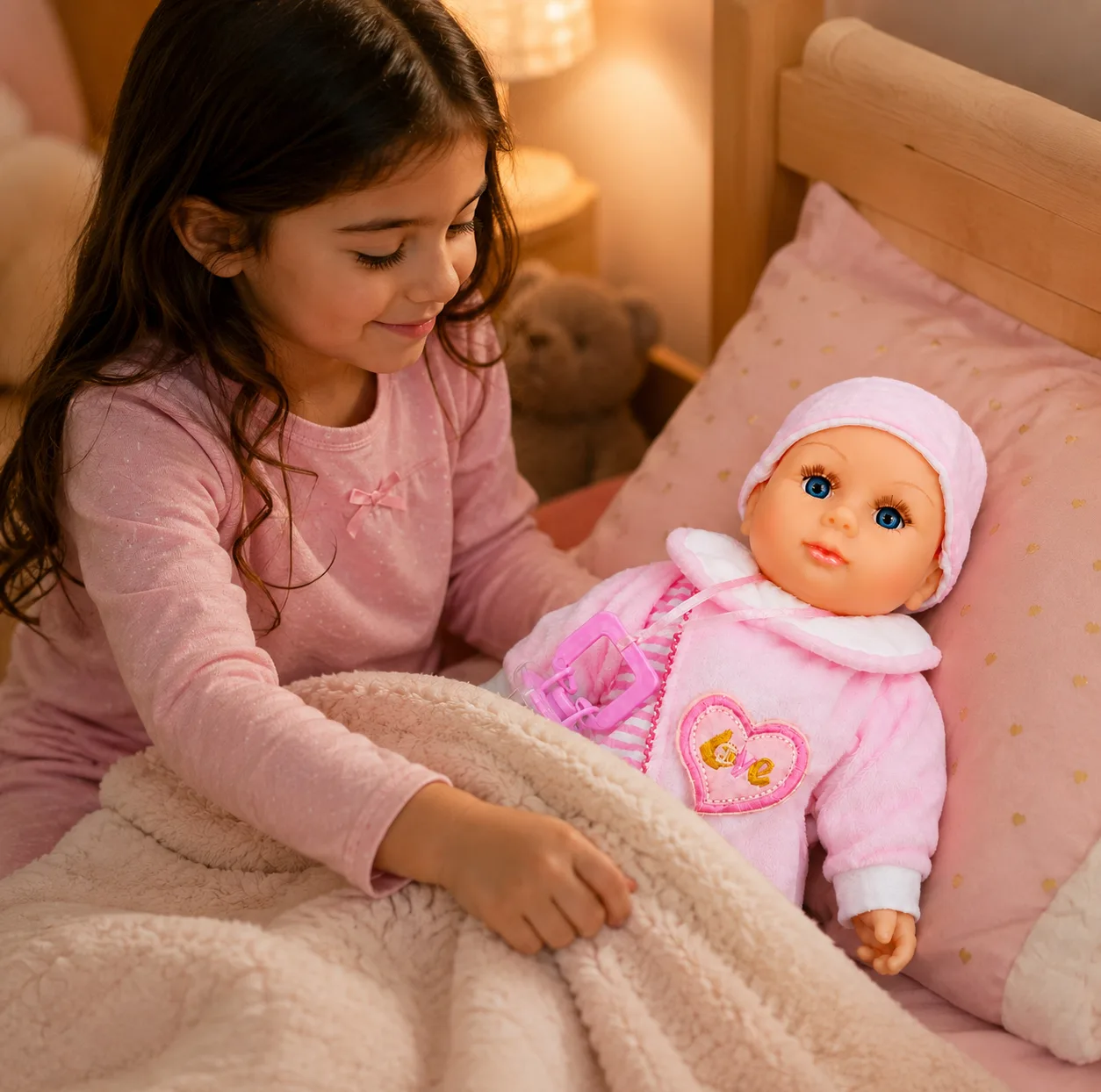 عروسک مدل موزیکال کد E021 نوزاد ارتفاع 33 سانتی متر
