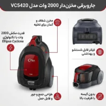جاروبرقی مخزن‌دار 2000 وات مدل VC5420