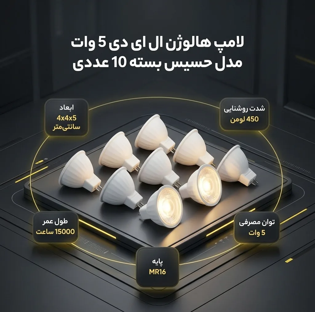 لامپ هالوژن ال ای دی 5 وات مدل حسیس پایه سوزنی بسته 10 عددی
