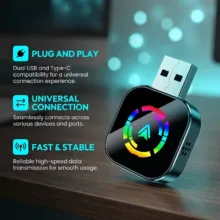 کارپلی و اندروید اتو مدل Wireless CarPlay/Android Auto Q1AS به همراه مبدل USB به USB-C