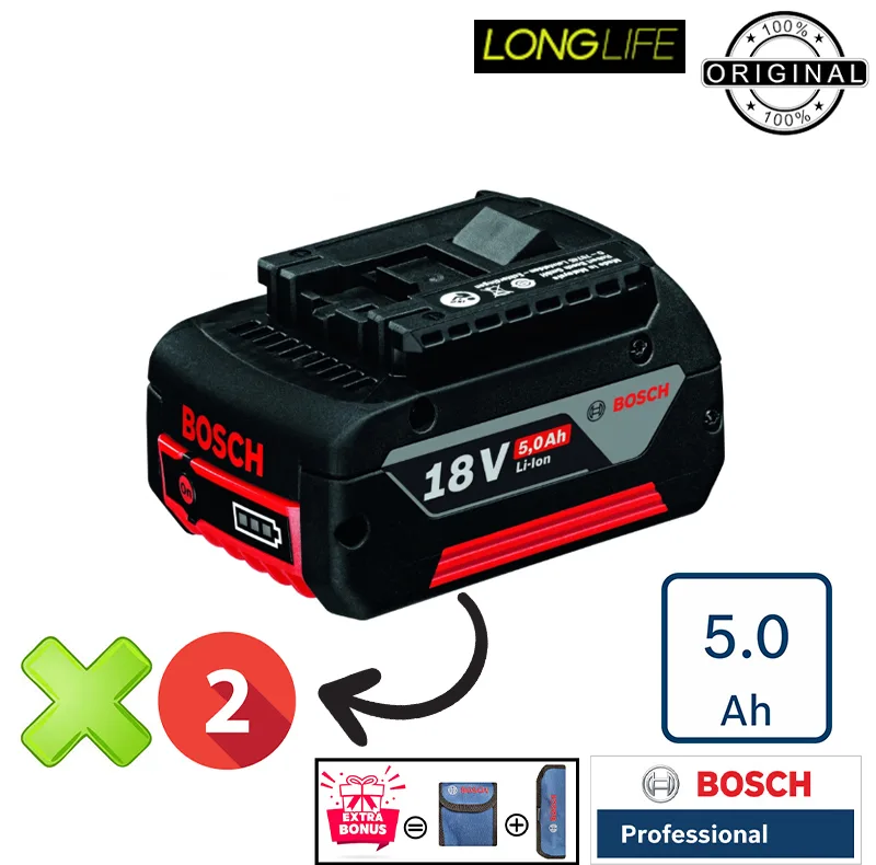 دریل پیچ گوشتی شارژی چکشی 18 ولت بوش مدل (GSB 18V-110 C Brushless (5Ah