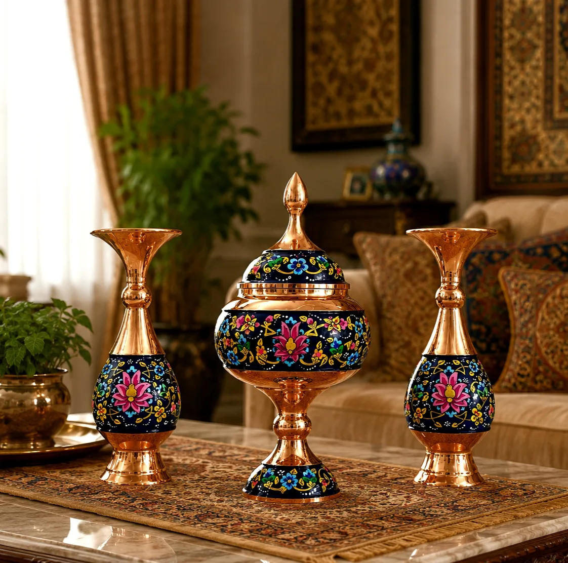 ست هدیه نگارستان نيلی مدل مس و پرداز کد JR-1623gold