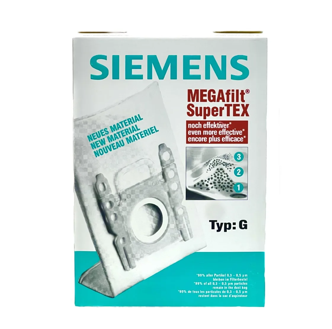 پاکت جاروبرقی زیمنس مدل MEGAfilt SuperTEX مناسب برای جاروبرقی های بوش و زیمنس type G بسته 5 عددی