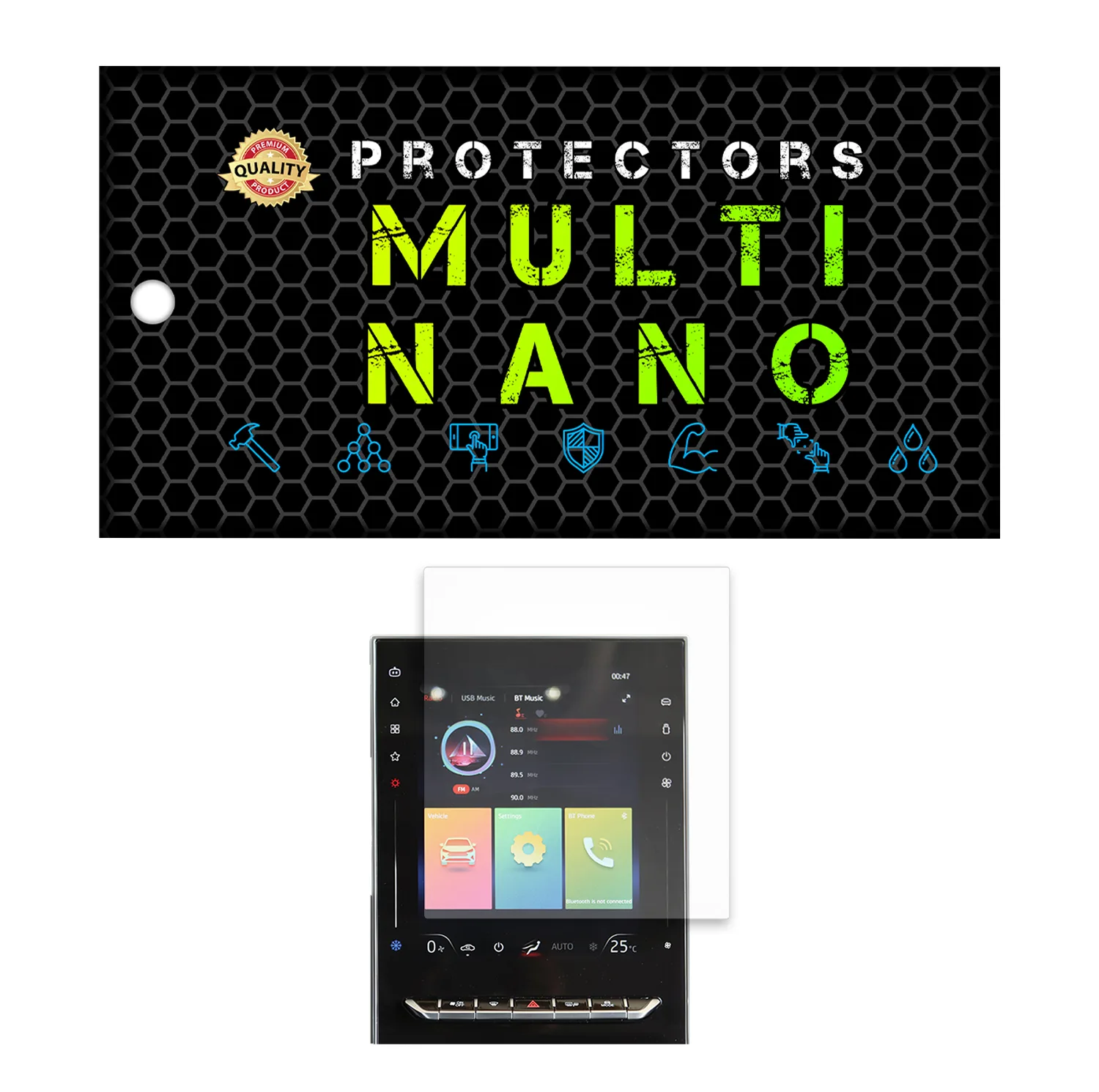 محافظ صفحه نمایش آنتی رفلکس مانیتور خودرو مولتی نانو مدل X-S1M مناسب برای کی ام سی J7