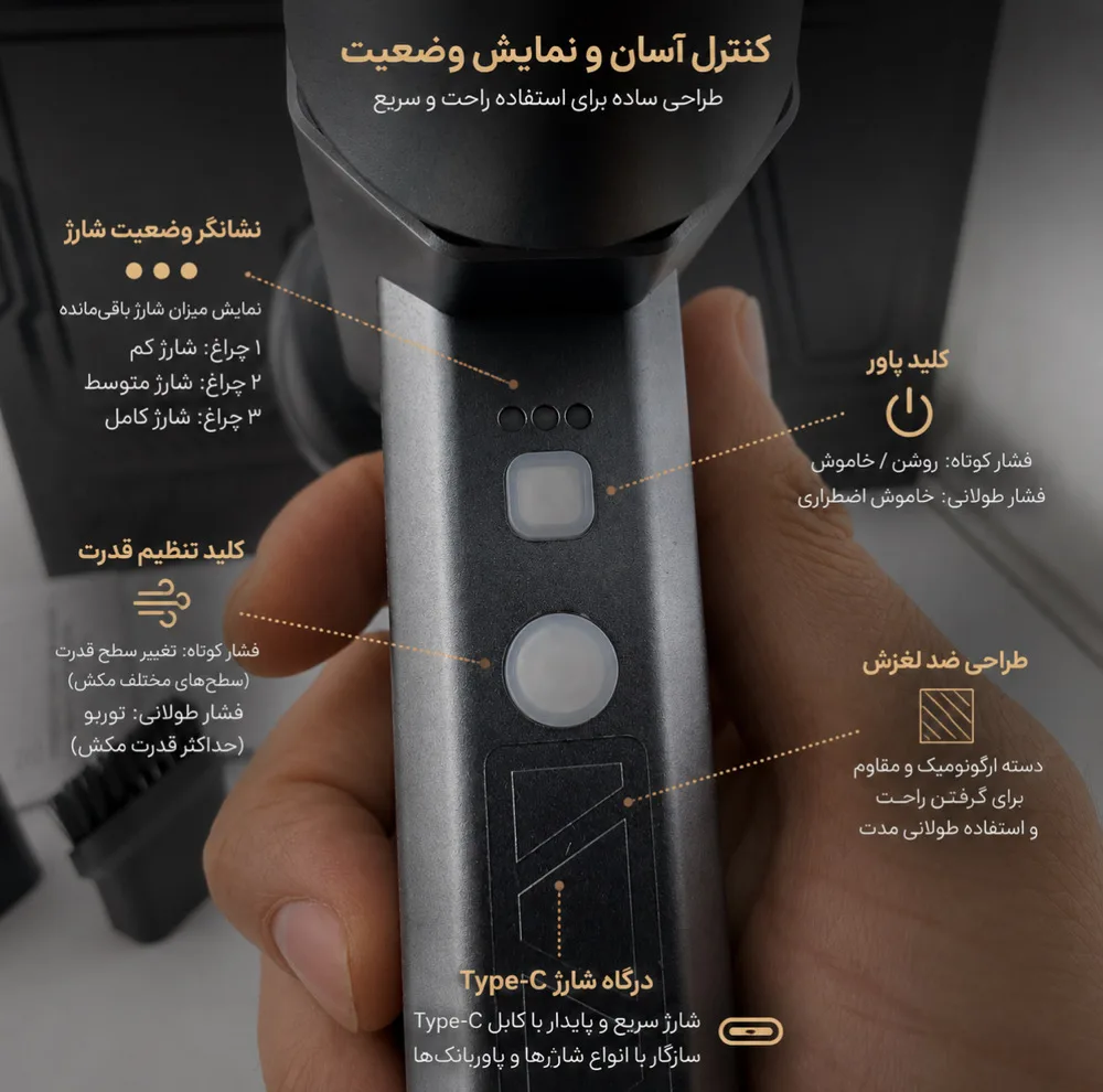 دستگاه دمنده جت فن و جارو شارژی 160 وات 130000 دور در دقیقه سویتو مدل ST-8113