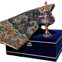 ست هدیه نگارستان نیلی مدل مس و ترمه کد gold24