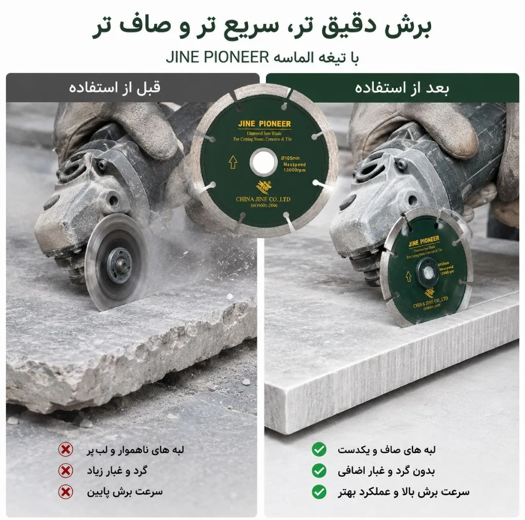 صفحه مینی فرز الماسه سگمنت‌دار جاین پایونیر مدل 19-GB11270 سایز 105 میلی‌متر مجموعه 10 عددی