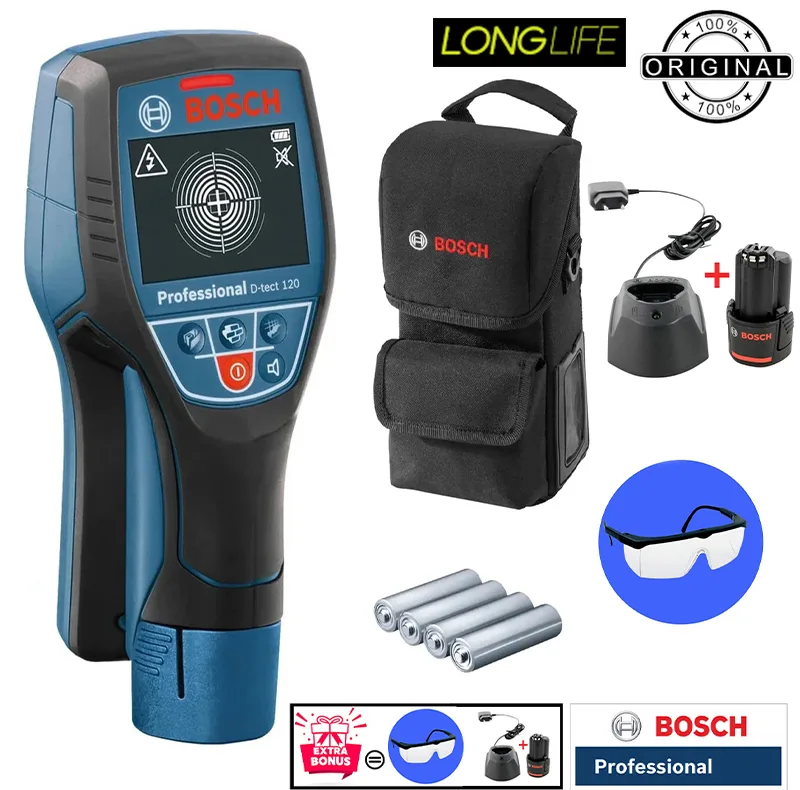 ردیاب دیجیتالی بوش مدل فوق تخصصی D-Tect 120 Advanced Radar + Battery 12 V Li