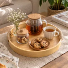 سینی دسته دار مدل دایره ای soosoo43 سایز 30×30 سانتی متر