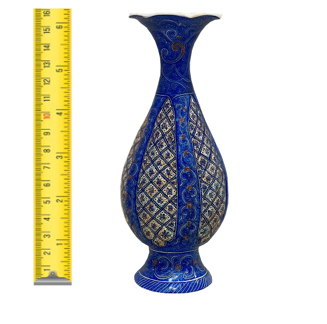 گلدان میناکاری اسماعیلی مدل خمره ای طرح نقش برجسته کد 841159-8