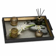 سینی طرح سنگ و گل مدل دکوراتیو سایز 40*30 سانتی متر