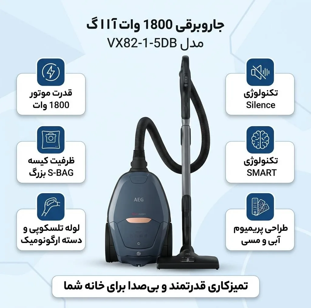 جاروبرقی 1800 وات آ ا گ مدل VX82-1-5DB