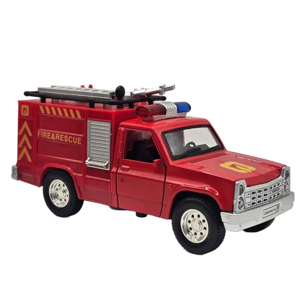 ماکت ماشین بازی ناب سل مدل نیسان آتش نشانی آژیردار فلزی عقب کش کد Nissan Fire Truck with Siren