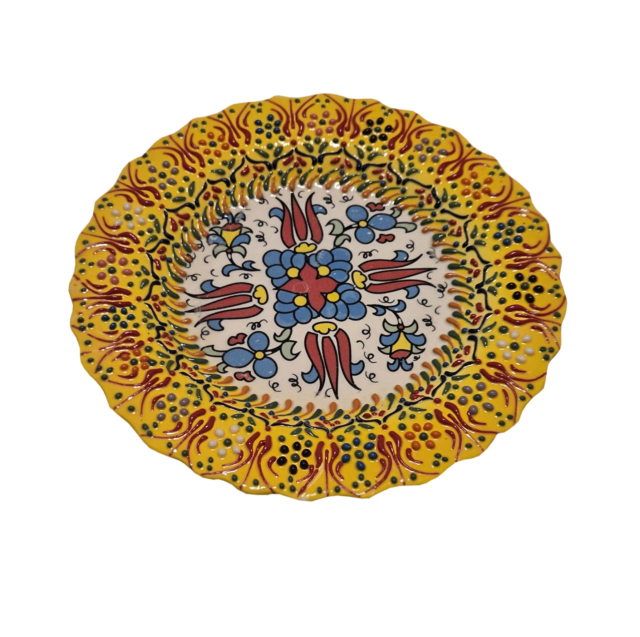 بشقاب میناکاری مدل نقش برجسته لب کنگره ای کد 185 بسته 6 عددی
