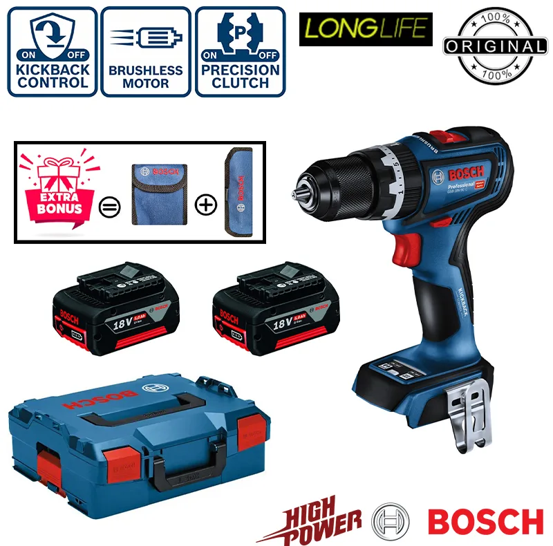 دریل پیچ گوشتی شارژی ضربه ای بوش مدل سه حالته فوق هوشمند GSB 18 V 90 C