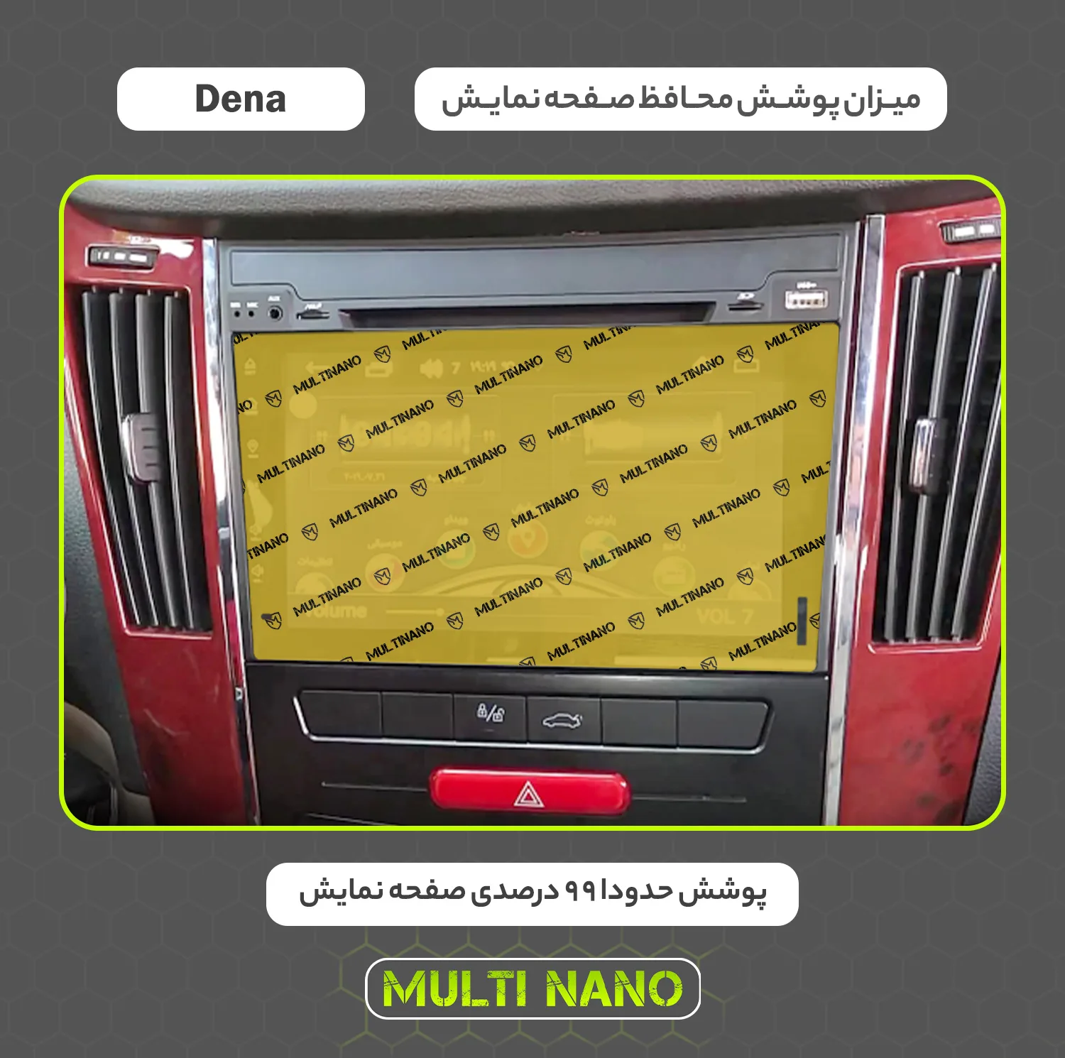 محافظ صفحه نمایش خودرو مولتی نانو مدل X-S2N مناسب برای ایران خودرو Dena بسته دو عددی