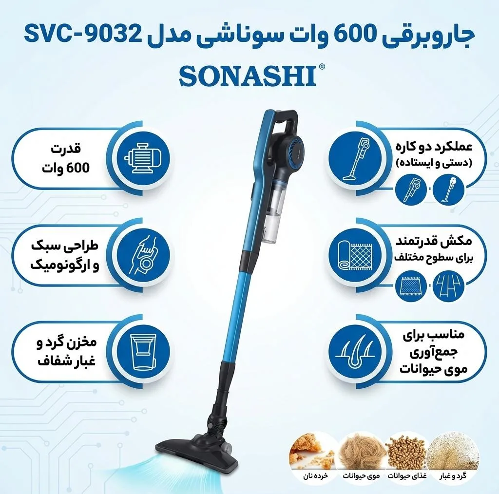 جاروبرقی 600 وات سوناشی مدل SVC-9032