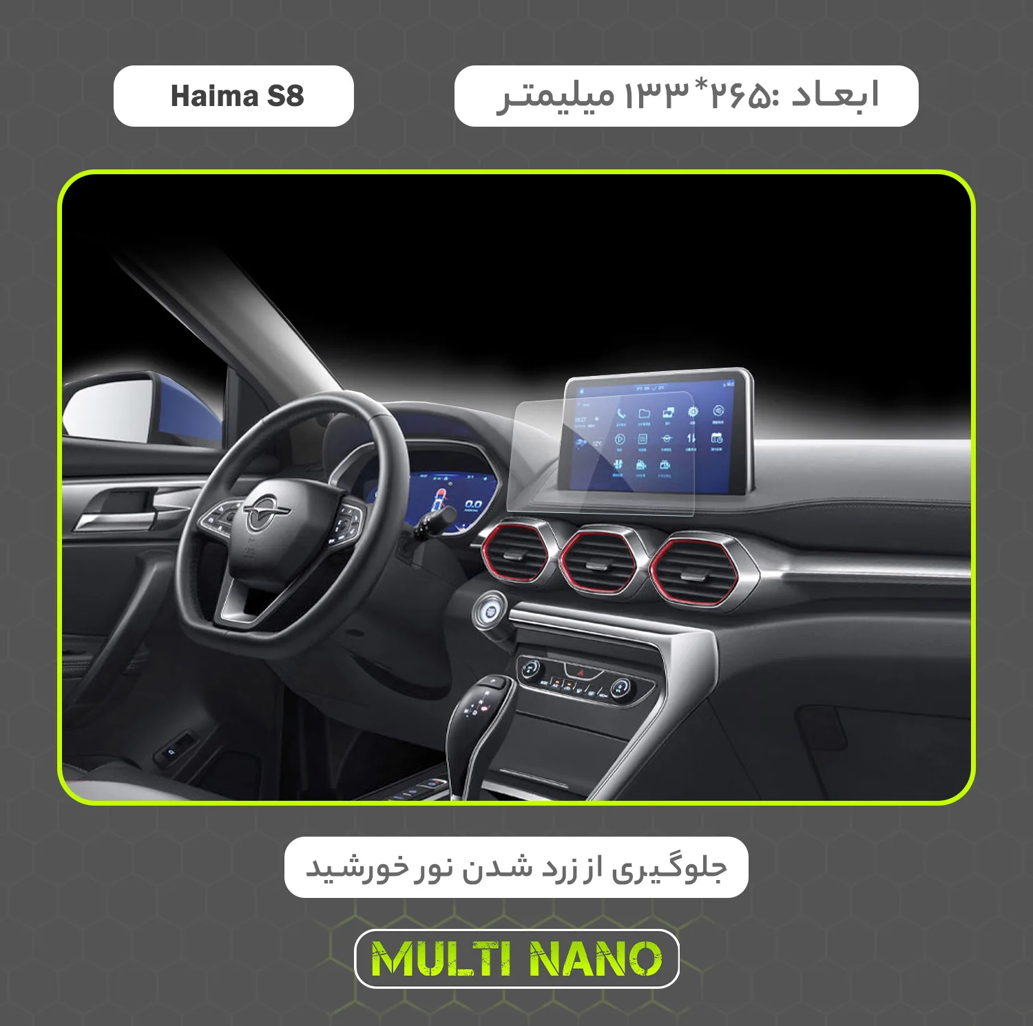 محافظ صفحه نمایش خودرو مولتی نانو مدل X-S1N مناسب برای هایما S8