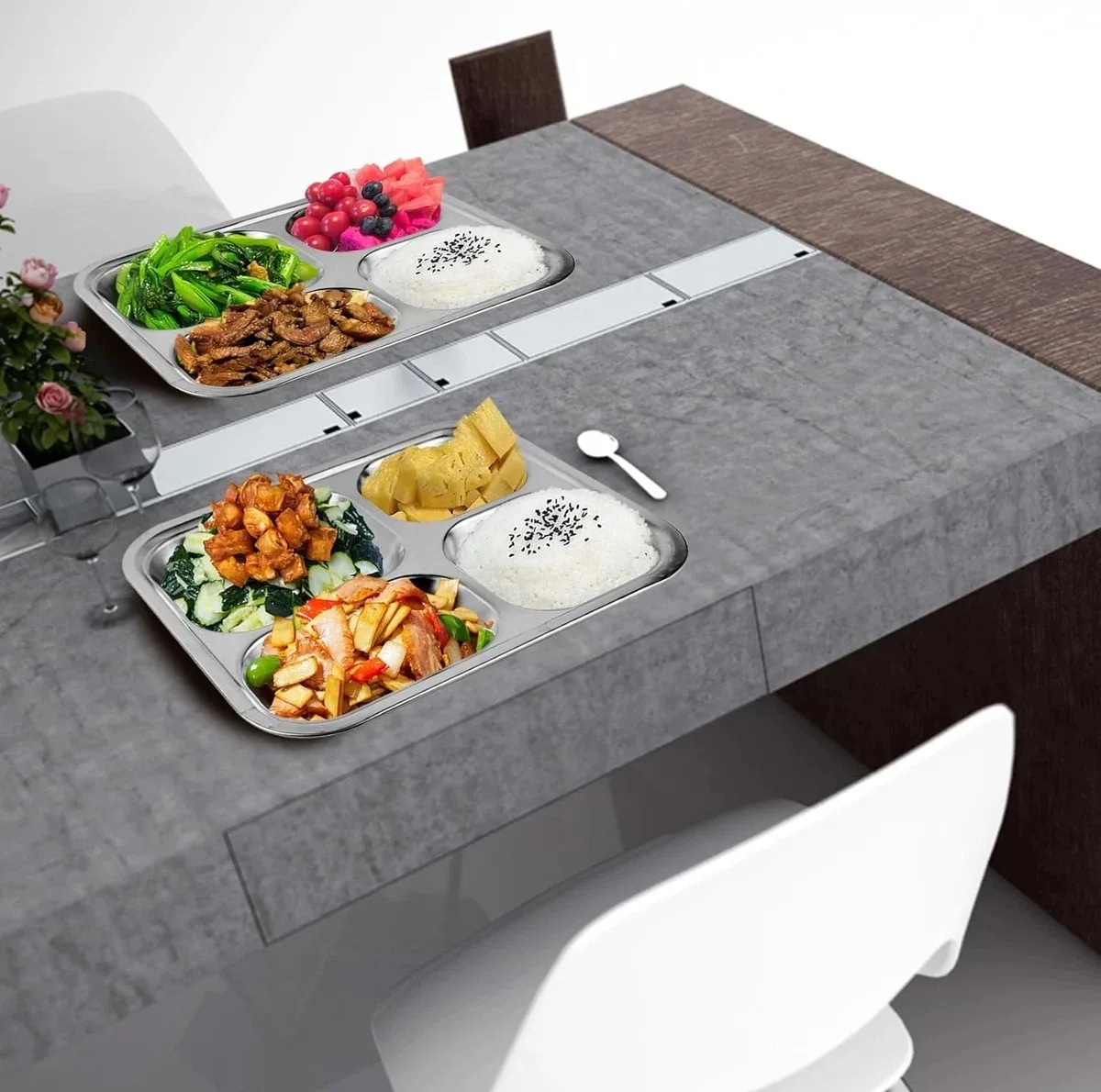 بشقاب غذا خوری مدل چند خانه بسته 2 عددی