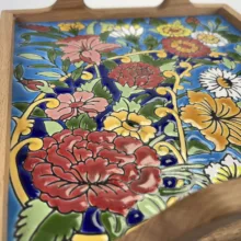 سینی کاشی کاری مدل بته جقه