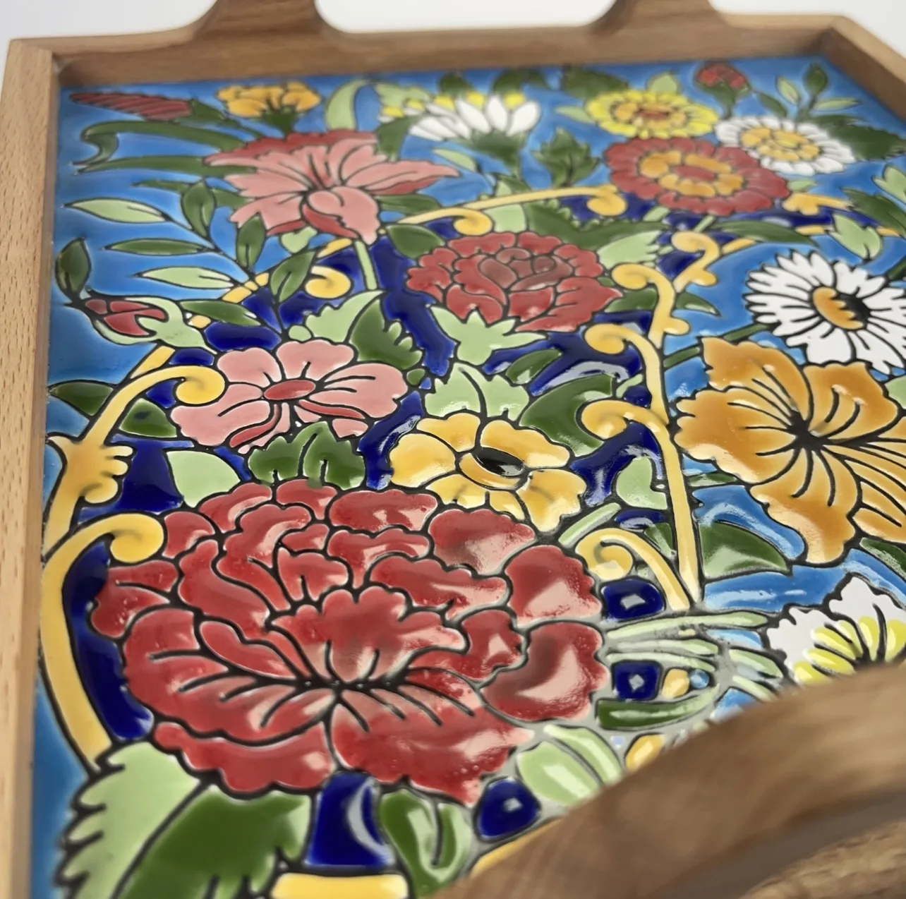 سینی کاشی کاری مدل بته جقه