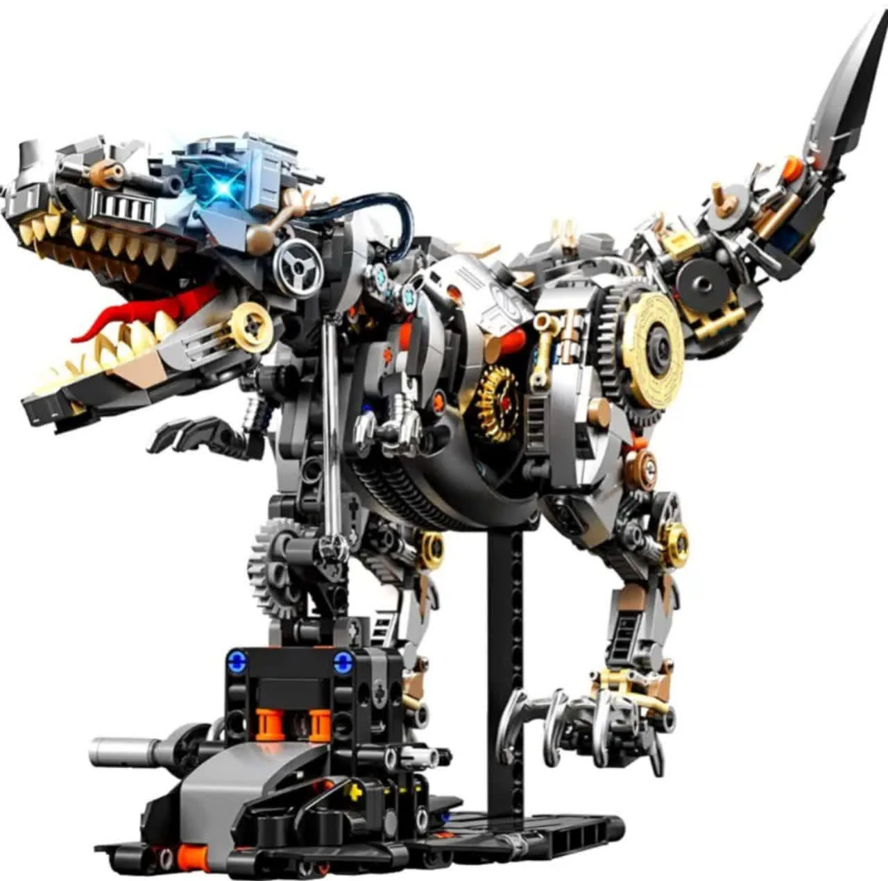 ساختنی 1268 تکه ناب سل مدل دایناسور تیرانوسوروس چراغدار به همراه پایه کد1268PCS DINOSAURS MECHANICAL NO13087