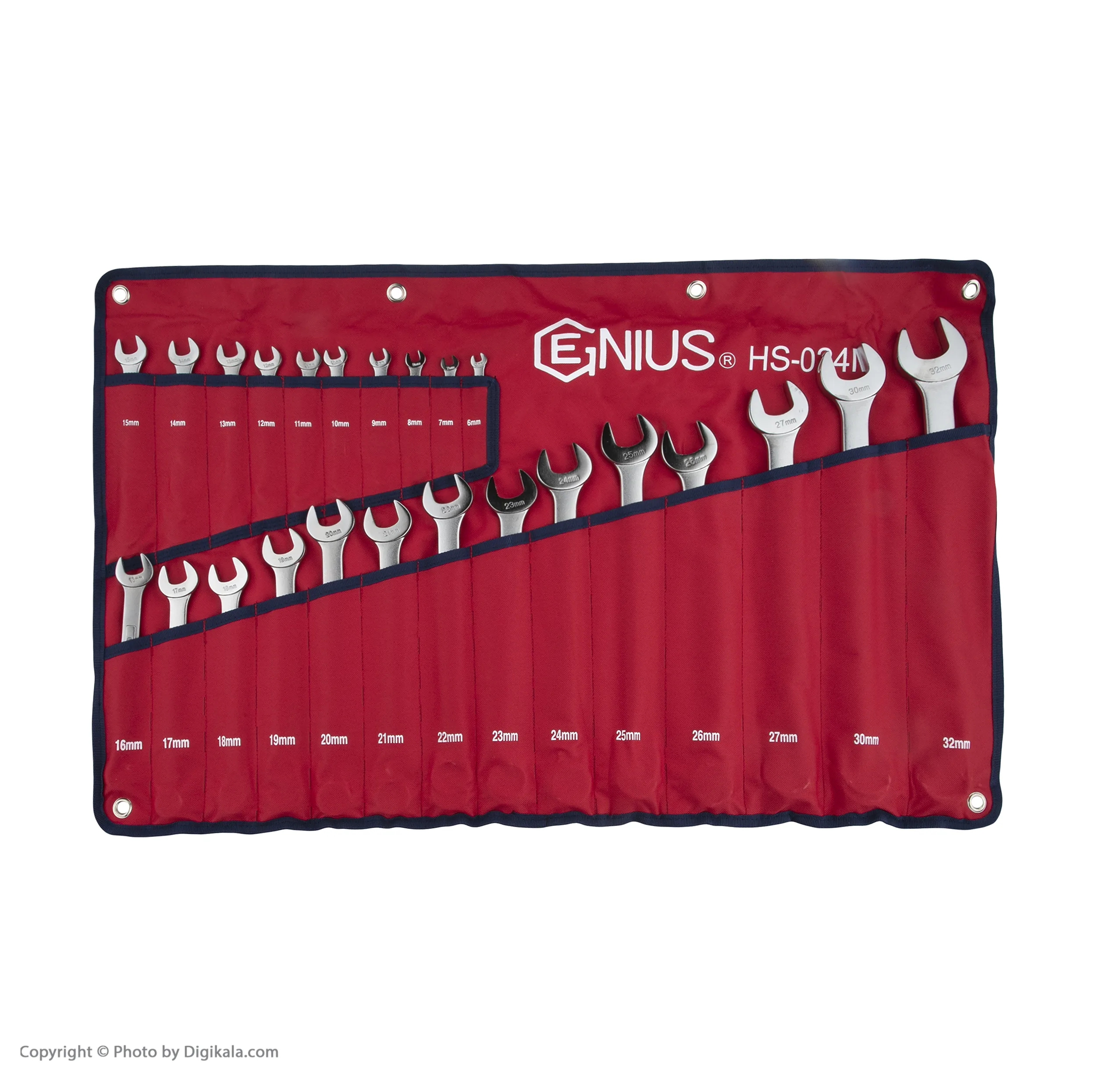 مجموعه 24 عددی آچار یک سر تخت یک سر رینگی جنیوس مدل HS-024M کد 19