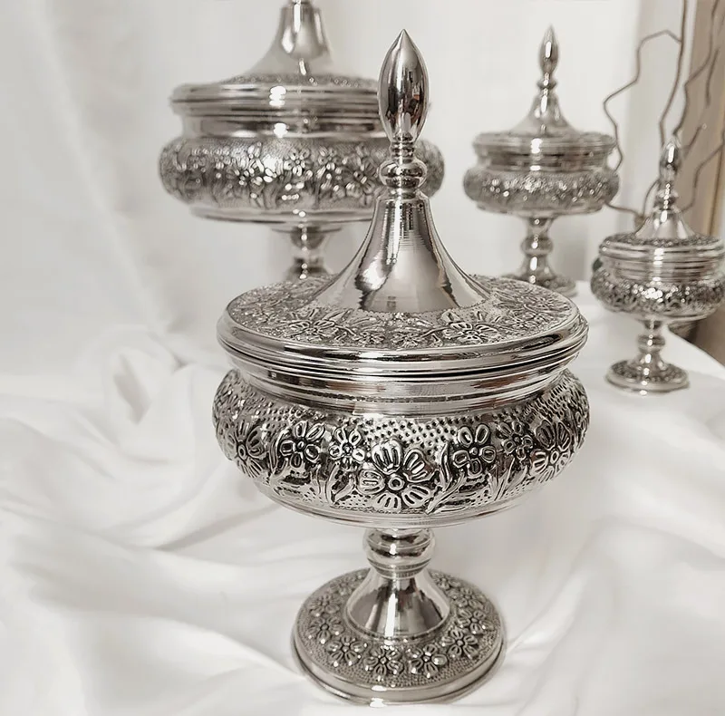 شکلات خوری مسی تک پایه در دار قلم زنی غزل گل کد ZH431.3