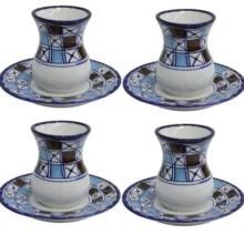 فنجان و نعلبکی چینی میبدمروارید مدل شطرنجی بسته 4عددی