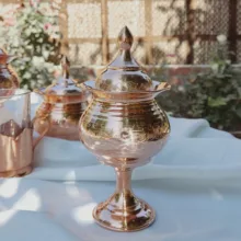 قندان مسی مدل لب چین لیزری پایه دار کد ZH332.1